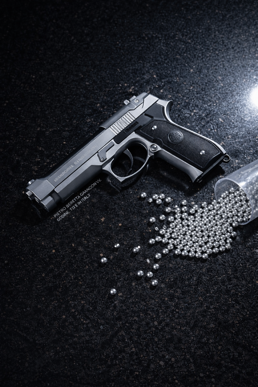 Silver M92 Beretta Airsoft Toy Gun – Realistic 6mm BB Pistol Replica for Safe Tactical Play